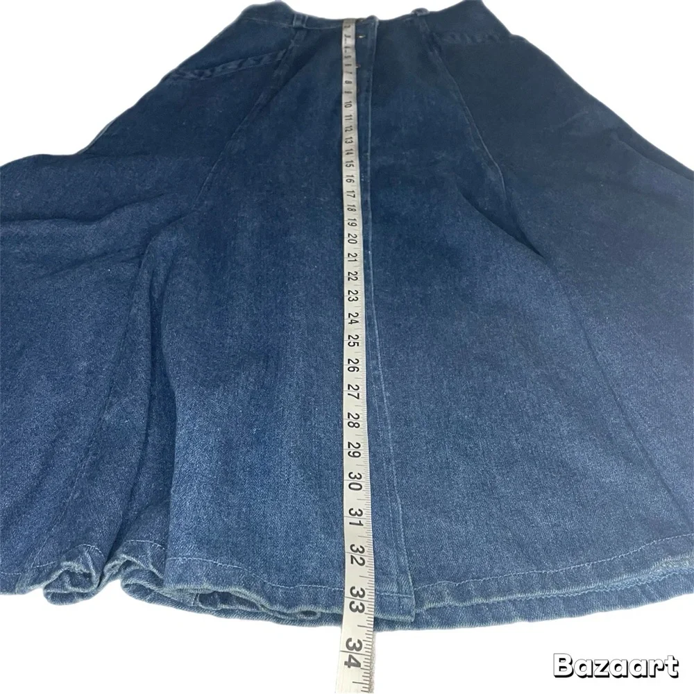 Vintage Western Boho High Waisted Denim Maxi Skirt - Picture 13 of 13